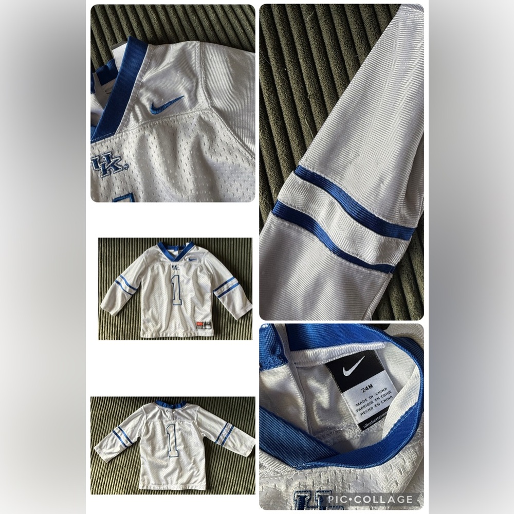 Nike White and Blue UK Wildcats Football Jersey 24M